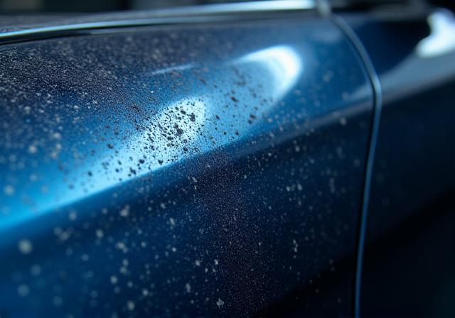 광택을 잃고 스월마크가 가득한 세단 도장면